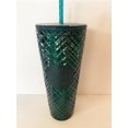 thumbnail image 4 of Starbucks 2021 Holiday Christmas Studded Dark Green Jeweled Tumbler Cold Cup, Grande 16 oz & Venti 24 oz, Set of 2, 4 of 5