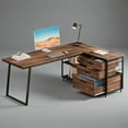 thumbnail image 2 of L-Shaped Desk with 3 Drawers & 2-Tier Shelves - 53"W×39.37"D×29.53"H, Reversible Workstation, 250lb Capacity - for Home Office & Gaming, 2 of 8