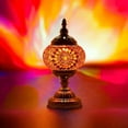 thumbnail image 3 of SILVERFEVER Mosaic Turkish Lamp Moroccan Glass for Table Desk Bedside Bronze Base Bundle with E12 Light Bulb-2 Sizes Ember Sunflower, 3 of 6