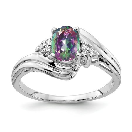 14k White Gold Ring Gemstone Womens Topaz 0.06 ct 1 AA Diamond