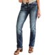 thumbnail image 1 of Pantalones vaqueros de pierna recta con dobladillo enrollado lavado para mujer, pantalones casuales de cintura media, azul, negro, azul, negro, grande, 1 of 5