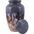 thumbnail image 3 of Aluminium Running Horse Cremation Urn for Human Ashes Adult - Handcrafted Funeral Memorial Urn for Ashes - Large Columbarium Urn - Bag Included (Grey, 200 Cubic Inches), 3 of 4
