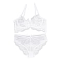 thumbnail image 4 of Conjunto de lencería de encaje para mujer, conjunto de bragas y sujetador suave y transpirable a la moda para el hogar, dormitorio, lencería, fiesta, blanco 75D, 4 of 5