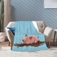 thumbnail image 6 of Funny Muddy Pig Throw Blanket, Playful Pig in Puddle Artwork, Artistic and Cozy Home Decor 80x60, 6 of 6