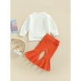 thumbnail image 6 of Lieserram Infant Baby Boy Girl Outfit Clothes 6 12 18 24 Months 2T 3T Fall Pumpkin Sweatshirt Flare Pants Set, 6 of 9