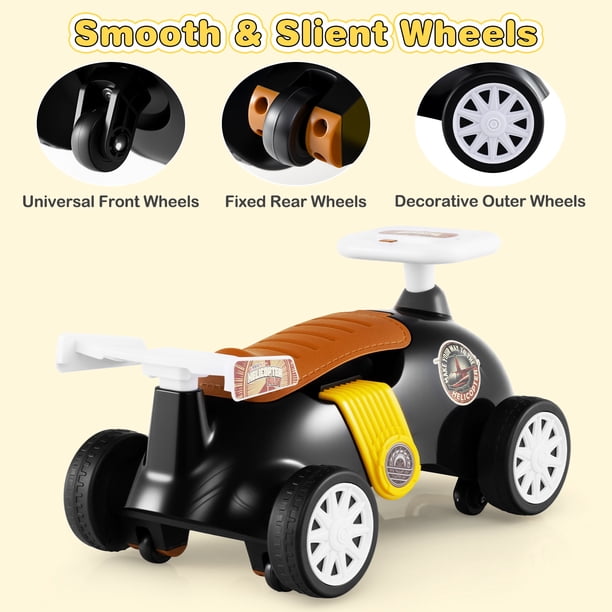 OLAKIDS Ride on Push Car with Music, Under-Seat Storage, Kids Foot