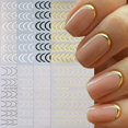 thumbnail image 1 of Adhesivos para uñas SUTOZMIWE French Tip Line 3D, negro, blanco y dorado, 1 of 9