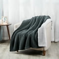 thumbnail image 4 of SoftLux Reversible 2-Tone Dark Gray and Light Gray Sherpa Dual Layer Throw Blanket, 50" x 60", Recycled Polyester, Adults and Teens, 4 of 7