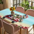 thumbnail image 3 of Puerto Rican Flag Table Cloths for 3 Foot Rectangle Tables, Vintage Country Truck Flowers Blue Beige Patio Waterproof Elastic Fitted Tablecloths, Washable Rectangular Table Cover for Camping, 3 of 8