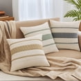 thumbnail image 6 of Unique Bargains Striped Throw Pillow Covers Pack of 2 Khaki 18" x 18", 6 of 7