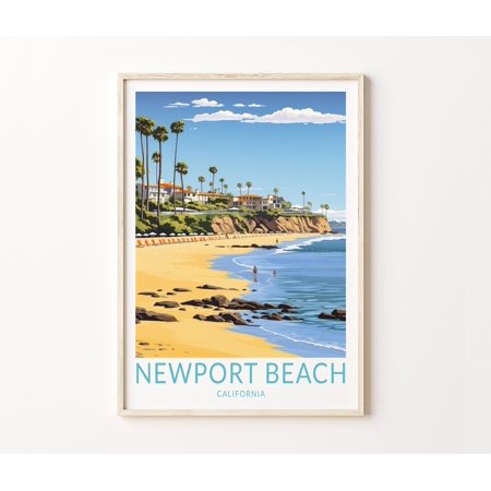 POSTER Newport Beach California Travel Print, Newport Beach Poster Print, Traveler Coastal Wall Art, Orange County California Coast Wall Decor-UNFRAMED