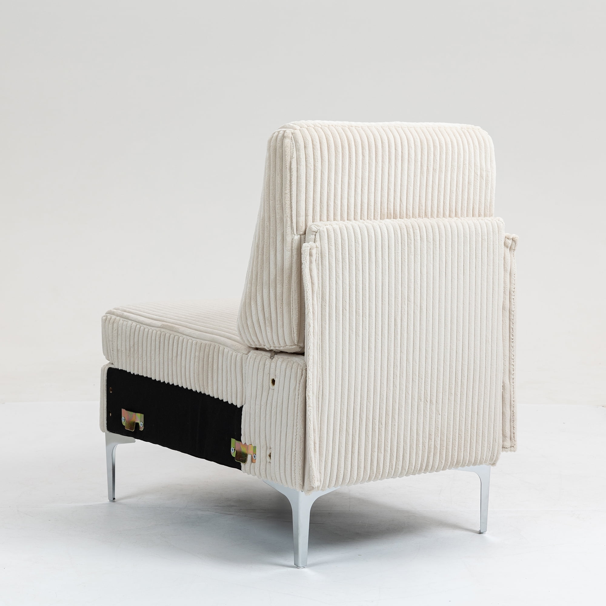 Modular Sectional Sofa, Armless Seat, Single Accent Chair, Beige Corduroy Fabric, Versatile Seating Arrangements