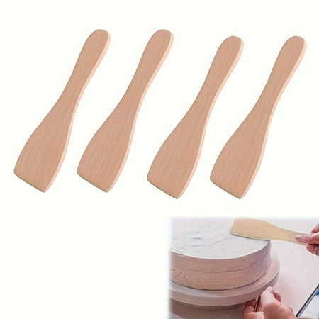 

XOGNGZH 4pcs Wooden Spatula Set Baking Scraper Pizza Shovel Natural Wood Pan Scraper Comfortable Grip Protective Coating Perfect For Non-Stick Pans & Cookware Supplies Accessor
