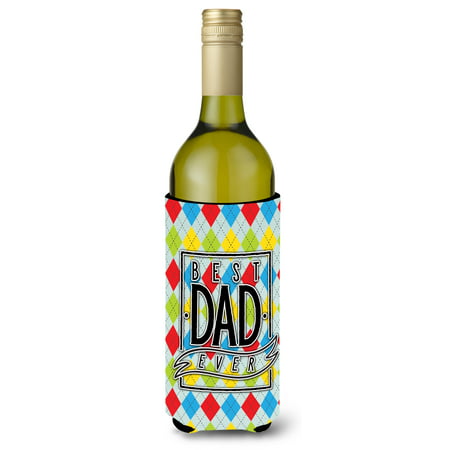 Best Dad Ever Argyle Wine Bottle Beverge Insulator Hugger