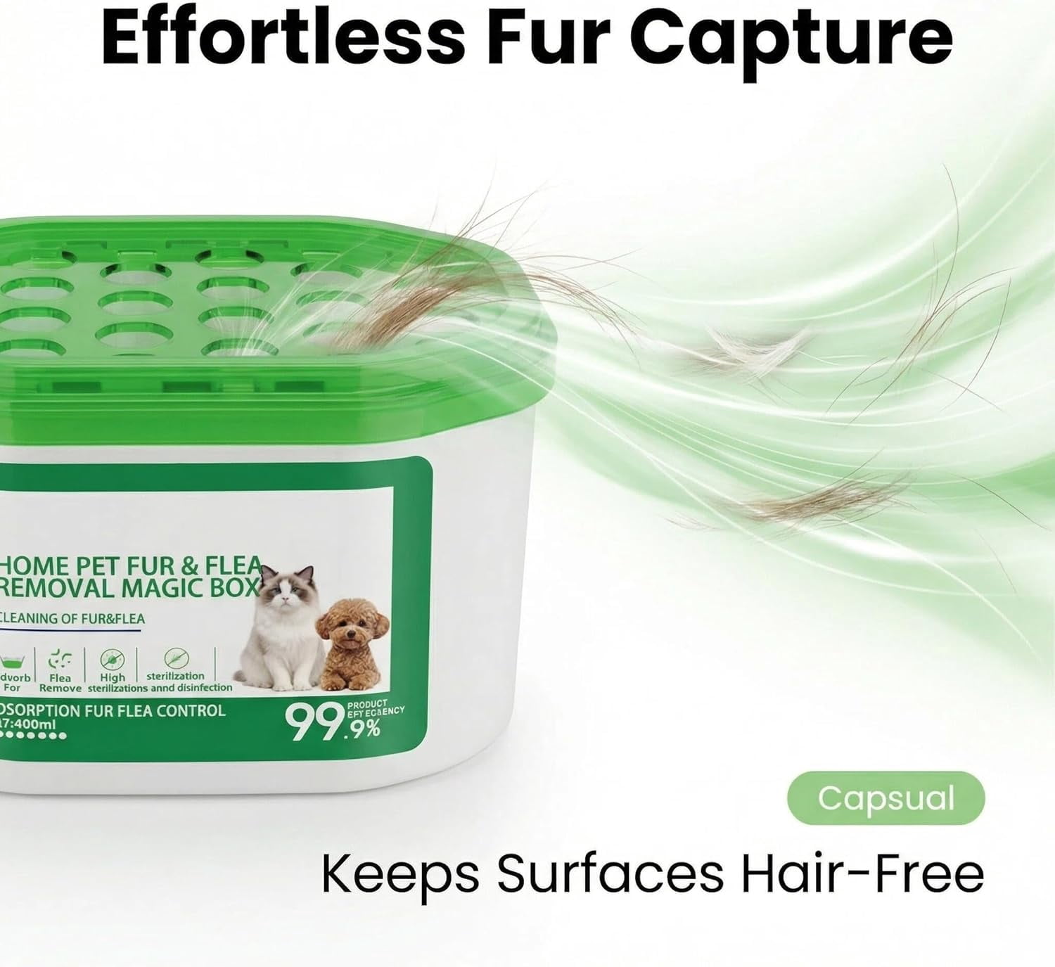 Home Pet Fur Odor Removal Magic Box,Indoor Air Purification Dust Removal Magic Box,360° All-Aroundcoverage,Long-Lasting, For Home, Pet Areas (green 2)