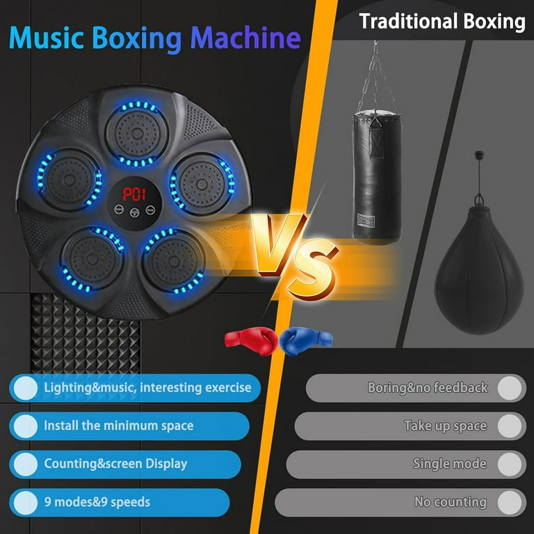 Macchina Da Boxe Musicale Bluetooth - Con Contatore, LED E Guanti Inclusi