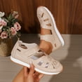 thumbnail image 4 of Women's Gladiator Fisherman Sandals Closed Toe Hollow Out Mary Jane Flat Shoes Breathable Casual Beach Shoes Beige Size 9, 4 of 8