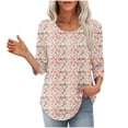 thumbnail image 6 of LYEAA Women Garden Party Blouse 2025 3/4 Sleeve Round Neck Floral Print Casual Tops Lightweight Beach Resort Shirt Summer Cotton Loose Fit Multicolor XXL, 6 of 8
