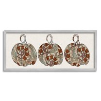 Stupell Industries Red Bellflower Paisley Pumpkin Trio Vintage Autumn Pattern, 24 x 10,Design by Daphne Polselli