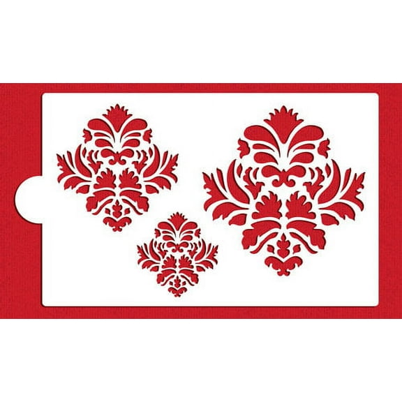 Designer Stencils C828 Large Damask Icons Stencil Set, Beige/semi-transparent