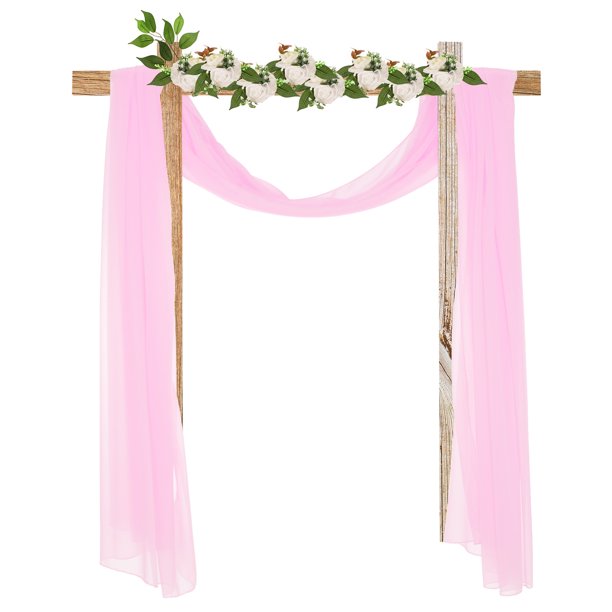 Cortina de tela para arco de boda Unique Bargains 9.8 pies x 4.9 pies claro rosa rojo Gasa paquete de 6