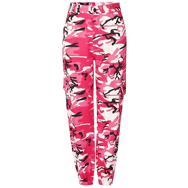 Karuedoo Women High Waist Camo Cargo Pants Trousers Military Pant