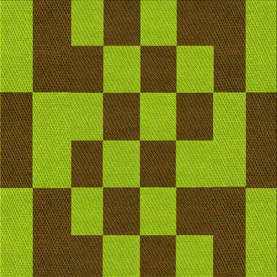 Ahgly Company Indoor Square Patterned Pistachio Green Area Rugs, 5' Square