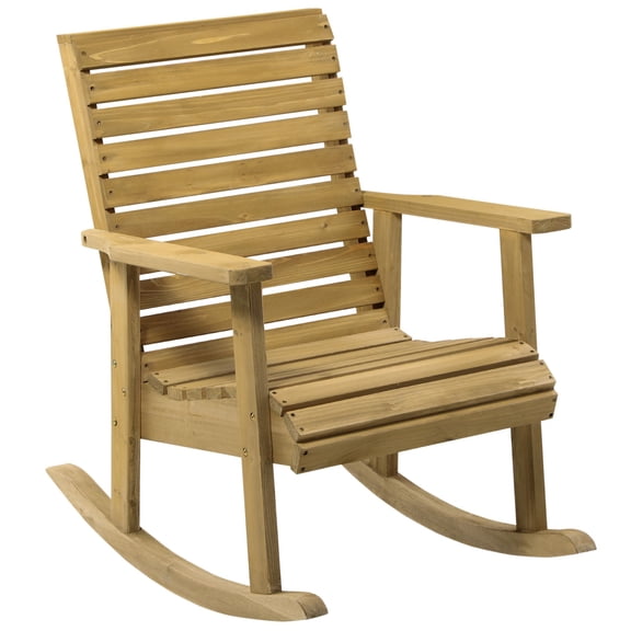 Outsunny Wooden Rocking Chairs Traditional Slatted Outdoor Indoor Rocker