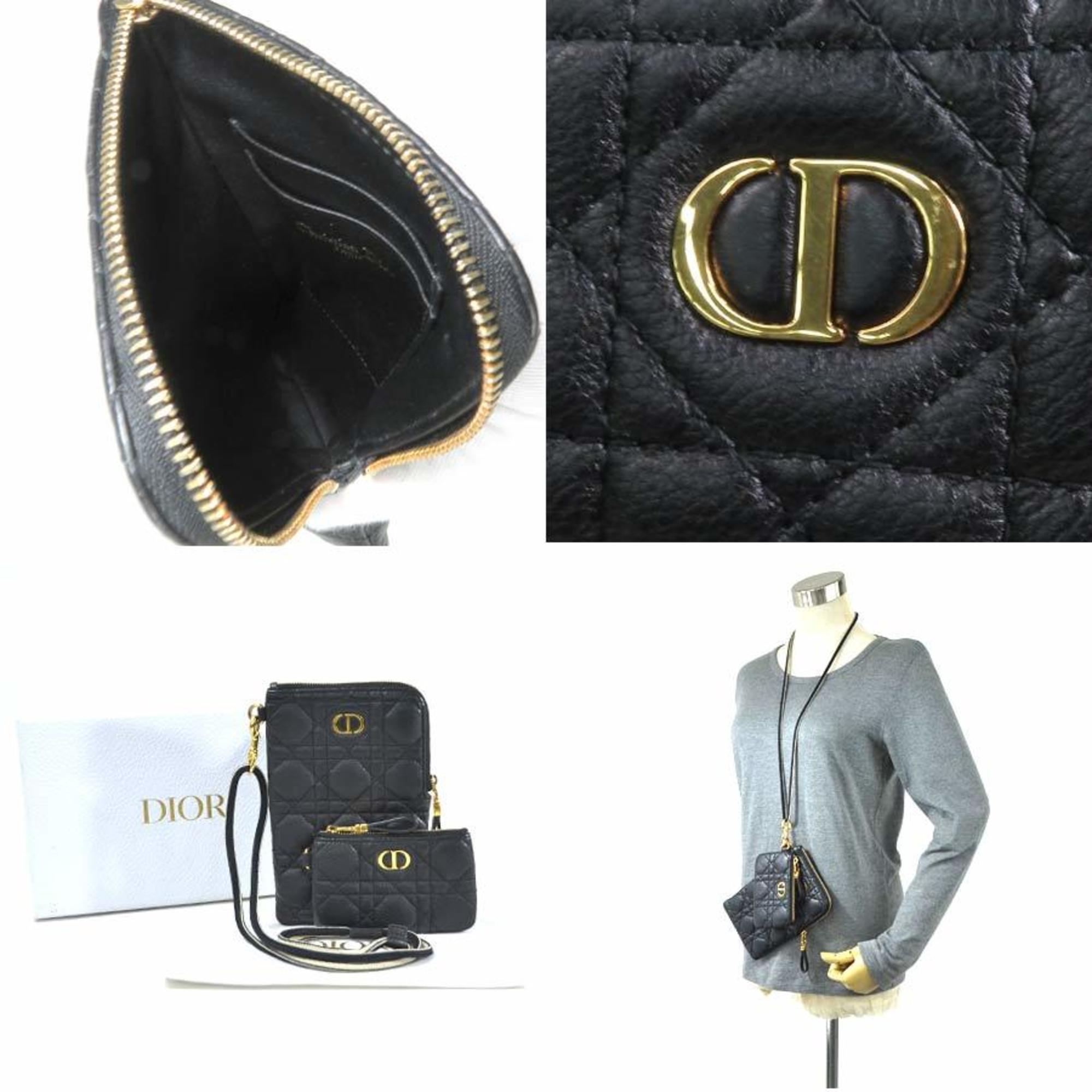 CHRISTIAN DIOR Monogram Shoulder Bag Pochette Black 313035