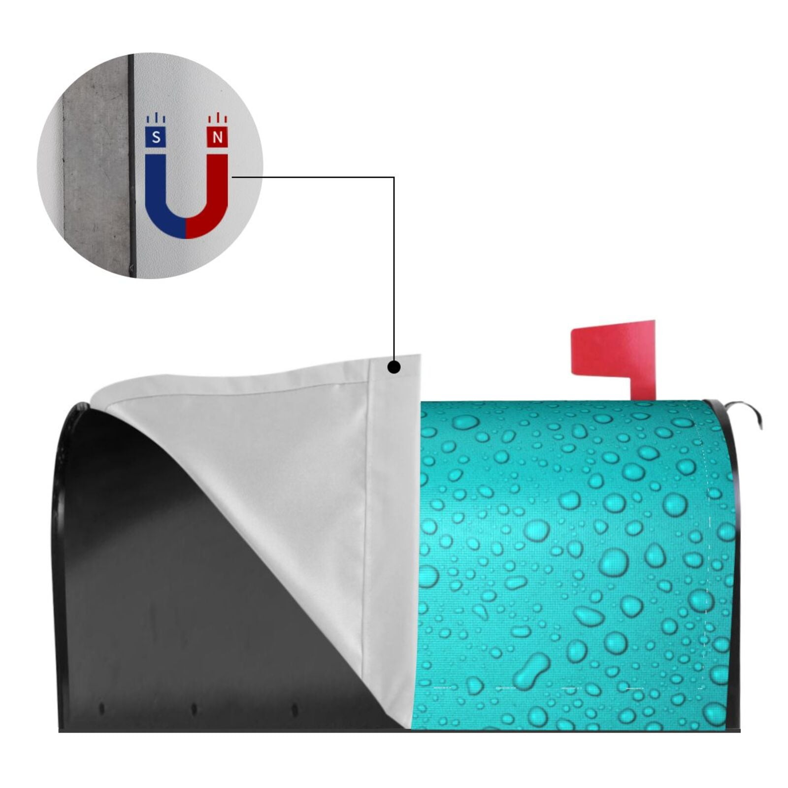 Xecao water droplets for Mailbox Cover with Magnetic Strips, Waterproof and Sunscreen, Adds a Decorative Touch to Your Garden Yard-21x18 in