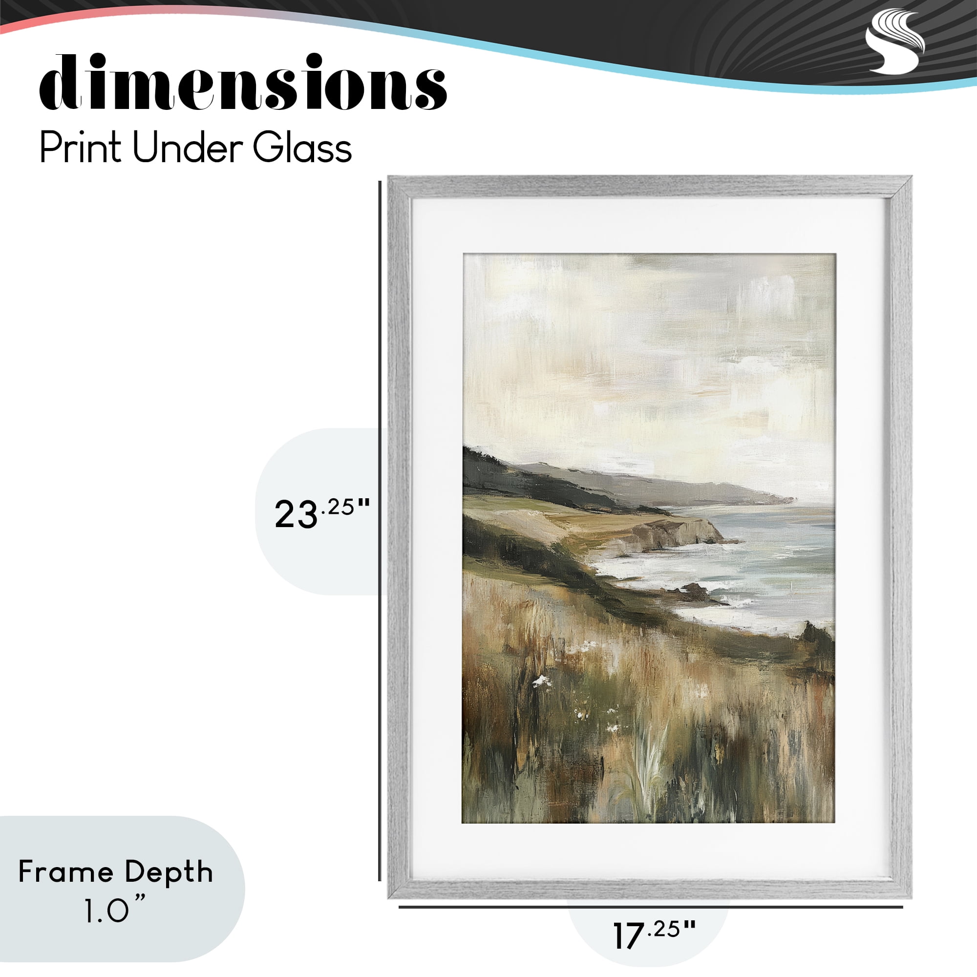 Stupell Industries Northern Coast Cliffside Gray Framed Print Under Glass, design by Petal Prints Design
