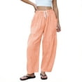 thumbnail image 2 of Ayolanni Boho Pants for Women Stretch Gingham Wide Leg Pants Girls Drawstring Elastic Waist Orange Loose Trousers with Pockets S, 2 of 5