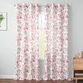 thumbnail image 2 of VOGOL 52x96 inch ICY Pink Floral Easy-Care Curtains, Semi-Blackout Elegant Botanical Drapery for Room Divider, 2 Pieces, Grommet, 2 of 7