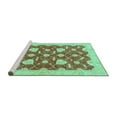 thumbnail image 2 of Ahgly Company Machine Washable Indoor Round Abstract Turquoise Blue Modern Area Rugs, 3' Round, 2 of 4
