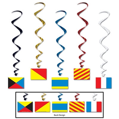 Club Pack of 30 Multi-Color Nautical Flag Spiral Whirls 40"