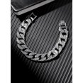 thumbnail image 2 of 2pcs Men's Fashionable Matching Set: Sparkling Fully Drilled Round Dial Roman Scale Quartz Watch And Trendy Inlaid Rhinestone Chain Bracelet, 2 of 5