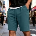 thumbnail image 2 of Besolor Men's Shorts Summer Casual Knee Length Elastic Waisted Drawstring Loose Workout Half Pants with Pockets(X-Large,Green), 2 of 7