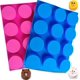 thumbnail image 1 of Juego de 2 moldes cilíndricos de silicona de 12 orificios para la fabricación de chocolate, dulces, jabón, muffins, cupcakes, brownies, pasteles, pudines y galletas - azul, 1 of 4