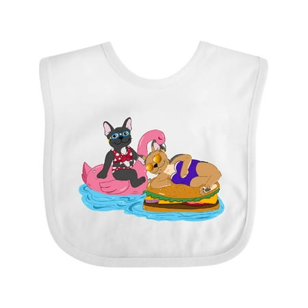 

Inktastic Cute French Bulldogs on Pool Floaties Gift Baby Boy or Baby Girl Bib