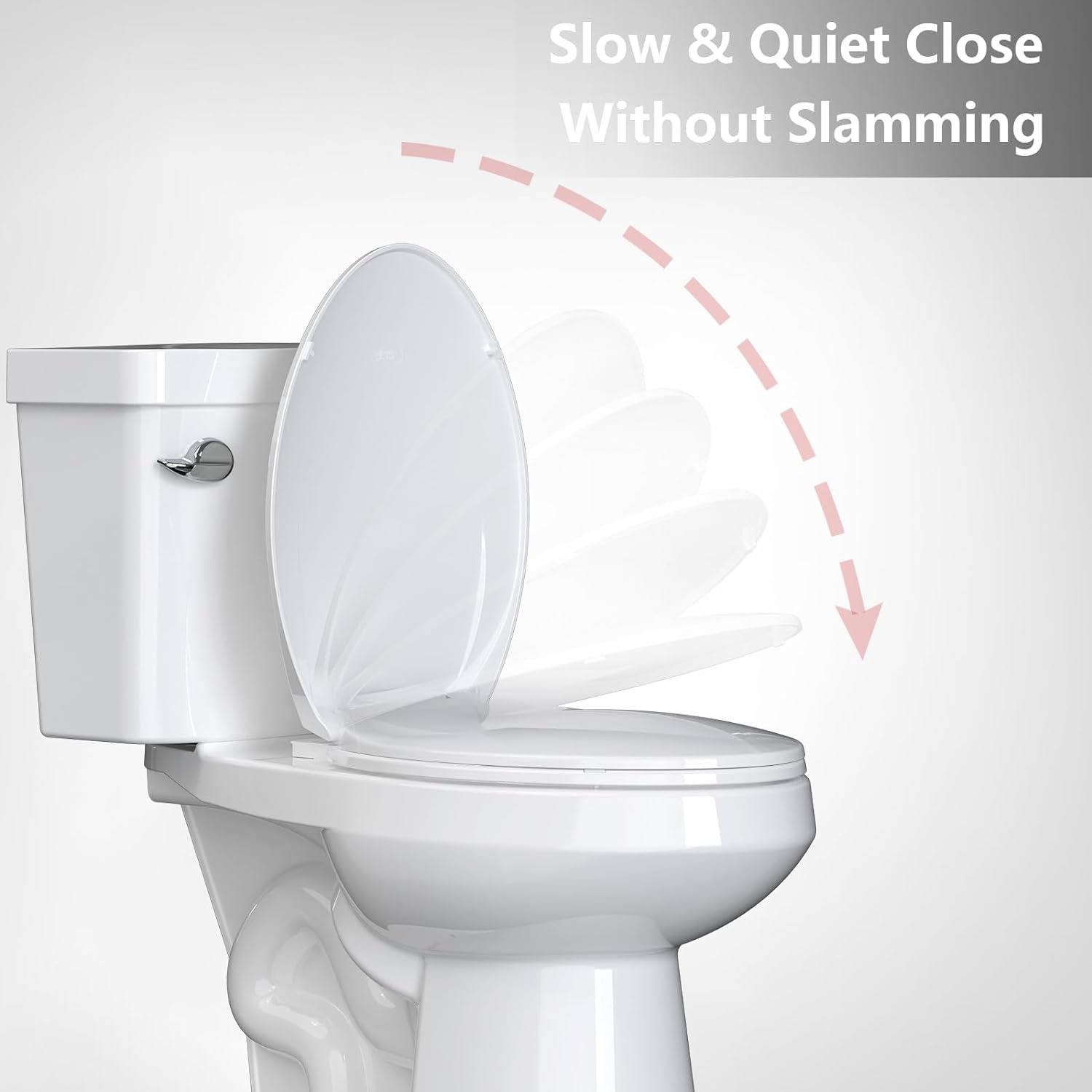 M optimized Toilet Seat, Plastic Toilet Seat With Soft Close, Never Loosen, Easy Clean, 17inch / 19inch Round Toilet Seat, Elongated Toilet Seat