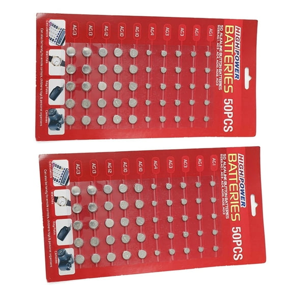 100Pcs/lot AG1/AG3/AG4/AG10/AG12/AG13 Batteries Set for Watch Clock Camera Mixed Button Coin Cell