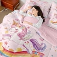 thumbnail image 4 of Manfei Teens Unicorn Bed in a Bag Full size, Rainbow Butterfly Bed Set, Cartoon Theme Reversible Bedding Full Size, Breathable Room Decorative, 7pcs, 4 of 6