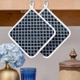 thumbnail image 2 of Navy Blue Morocco Pot Holders for Kitchen Heatproof Potholder, 3 Pack Modern Farmhouse Minimalist Plaid Hot Pads Multipurpose Oven Pads Cloth Potholders Trivet for Cooking Baking, 2 of 8