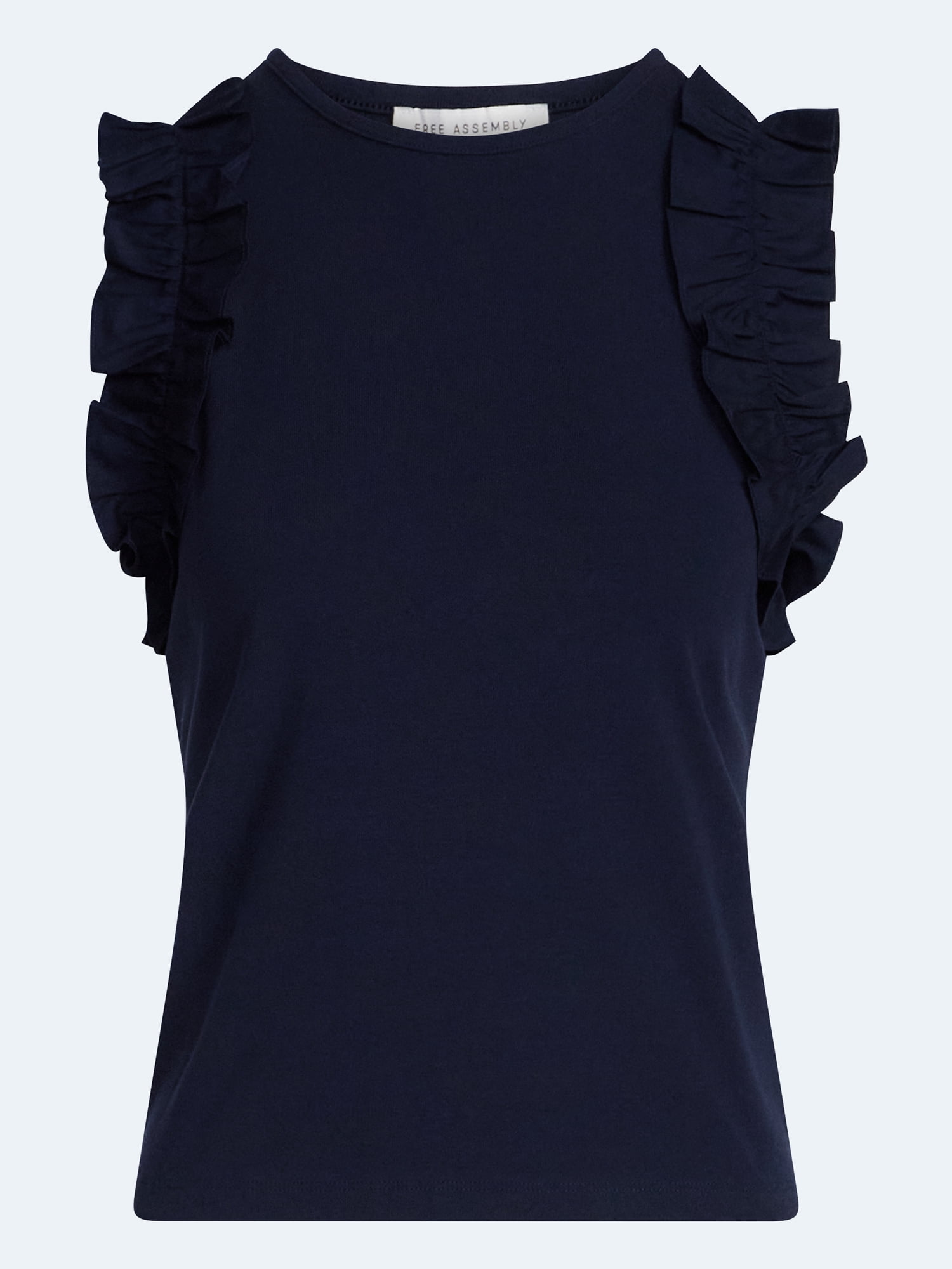 Free Assembly Women's and Women's Plus Ruffle Trim Mixy Tank Top, Sizes XS-4X