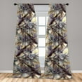 thumbnail image 2 of Abstract Modern Art Window Curtains, Exotic Design Boho Look Scratch Effect Ornaments Watercolor, Lightweight Decor 2-Panel Set with Rod Pocket, Pair of - 28"x63", Plum Sepia and Mustard, by Ambesonne, 2 of 3
