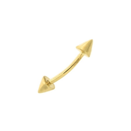 14k Yellow or White Gold 16 Gauge Curved Barbell Spike Eyebrow Ring Piercing Body Jewelry