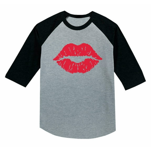 Tstars Girls Valentine's Day Beautiful lip Shirts for Kids Love Red Lips Cute Casual Gift Idea for Girl 3-4 Sleeve Baseball Jersey Toddler