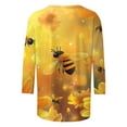 thumbnail image 4 of YOTAMI Sunflower Print Blouses for Women Plus Size Crew Neck 3/4 Length Sleeve Shirts Dressy Casual Summer Loose Tee Blouses Yellow, 4 of 5