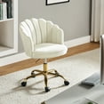 Velvet Upholstered Makeup Vanity Chair, Office Task Chair with Wheels, Adjustable Swivel Desk