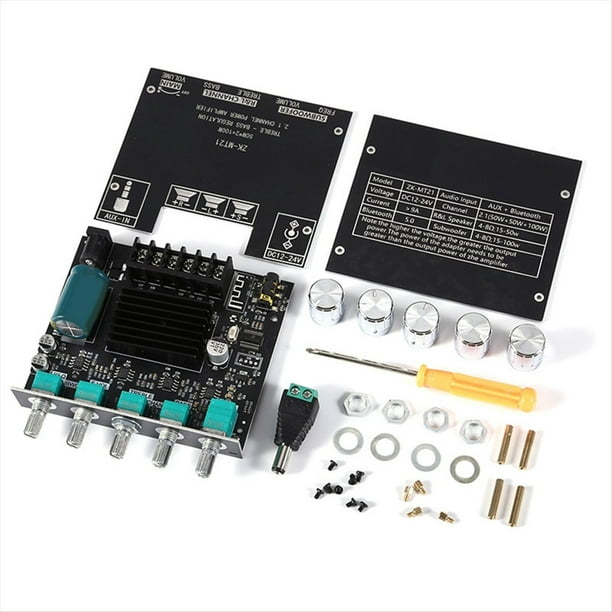 Placa Amplificadora -MT21 Bluetooth 5.0 de 50 W X 2 + 100 W, 2.1 Canales, Módulo Amplificador de Audio Estéreo de Potencia, Altavoz de Audio de 2.1 Canales AUX